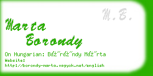 marta borondy business card